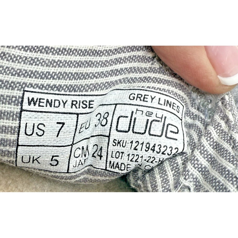 Hey Dude Wendy  Shoes Grey Lines 7 Casual Loafer Slip On Beach Lightweight Vaca - Picture 7 of 10